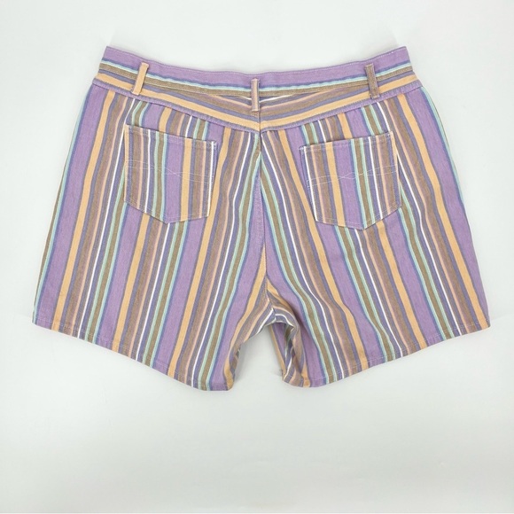 Misguided Plus Colorful Striped Denim Button Fly Mom Shorts Size 18 - Picture 2 of 6